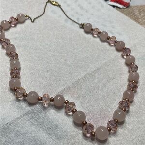 Vintage elegant Pink rose quartz Beaded Necklace